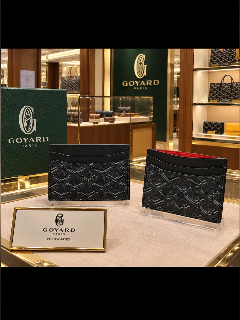 Goyard Black Card & Key Card Holder with Red Interior Accent